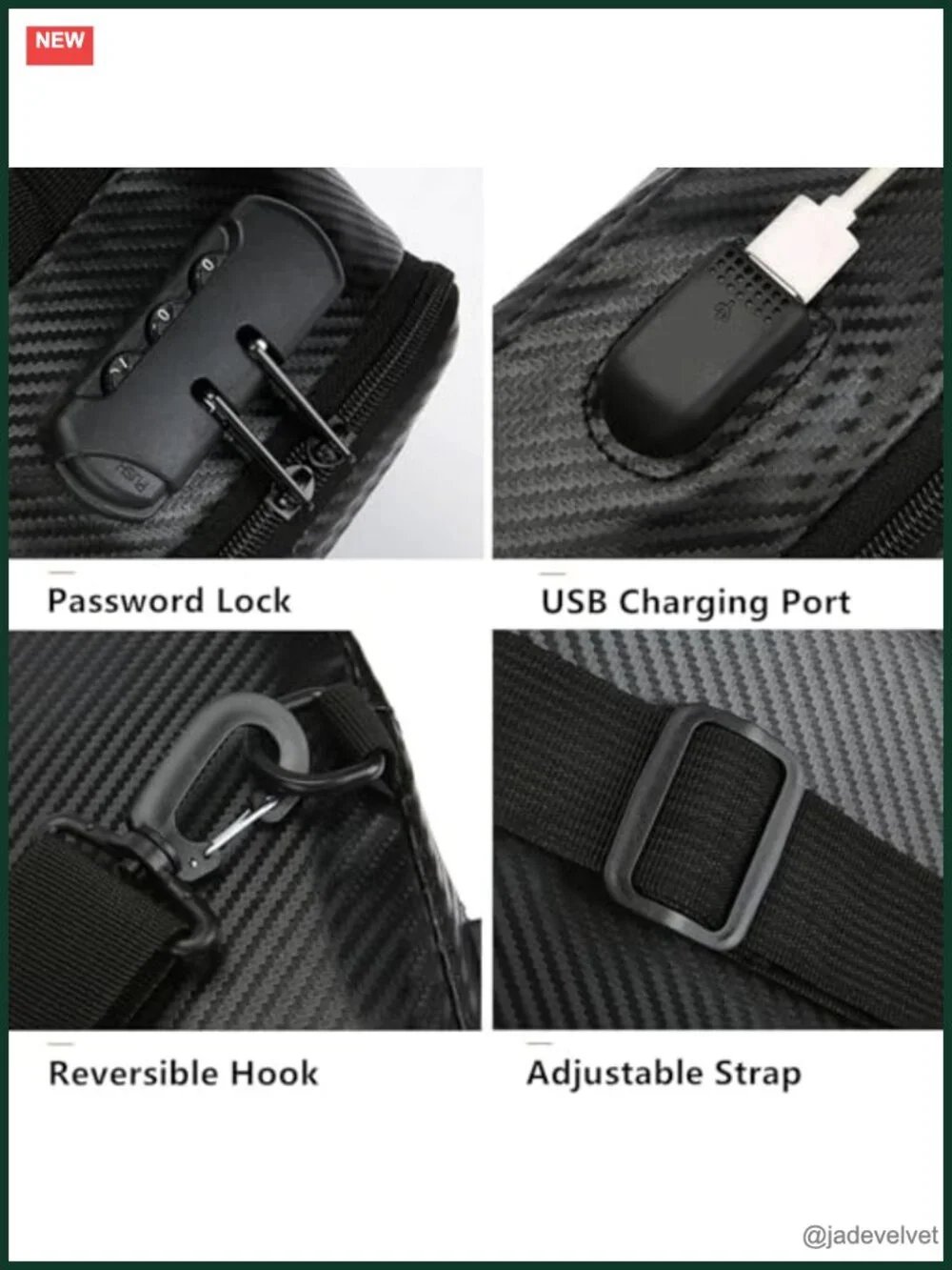 Hard Shell Crossbody Sling Backpack Anti-Theft USB Charging Port